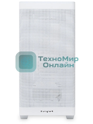 Компьютерный корпус без блока питания HSPD M740, Mesh Mid Tower, белый, TG, 0.6 SPCC, no fans, E-ATX, ATX, mATX, mITX, 170/400/200мм, 4x2.5