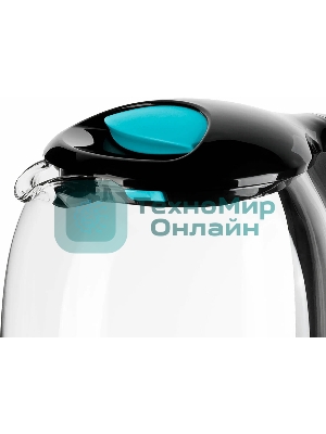 Чайник электрический Kitfort КТ-625-1 1.7л. 2200Вт черный/голубой (корпус: стекло)