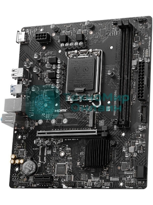 Материнская плата MSI PRO H610M-S DDR4, LGA 1700, Intel H610, 2xDDR4, 2xSATA, 1xM.2, 1xPCIe 4.0 x16, 1xPCIe 3.0 x1, 1xHDMI, 1x1Gb LAN, 4xUSB 2.0, 2xUSB 3.2 Gen 1, 3x3.5 мм, 7.1, Micro-ATX