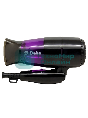 Фен Delta DL-0907 черный/фиолетовый, 1400 Вт, компактный
