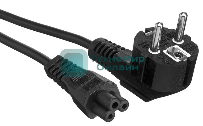Кабель питания ноутбуков ExeGate Power PC5-0,5P (Евровилка Schuko->C5, VDE-250V-3*0.5мм2, медь, черный, 6A, 0.5м)