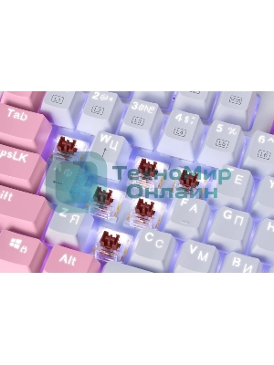 Клавиатура проводная REDRAGON Hades Бело-розовая, тихая, 104 кн.