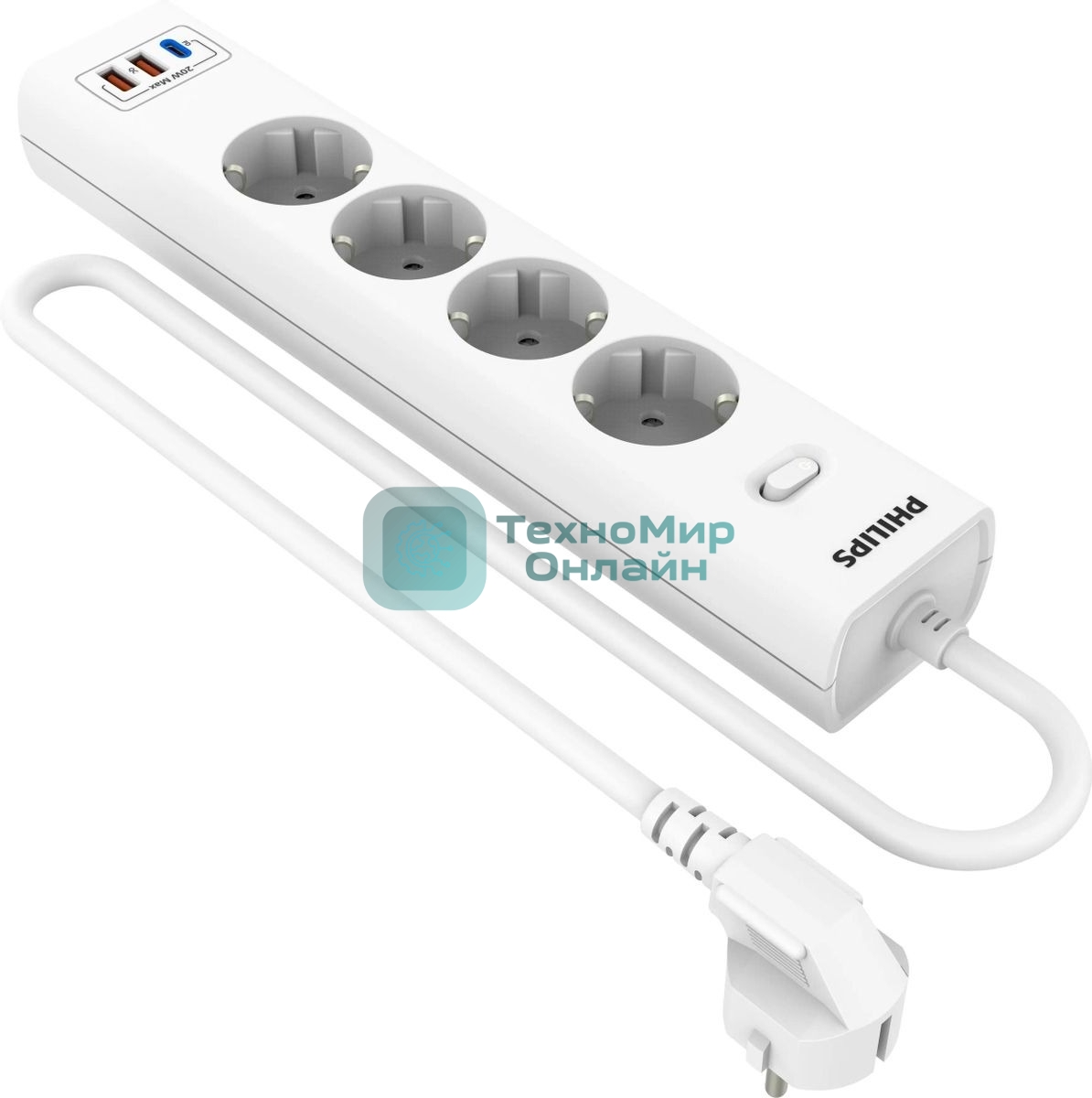 Сетевой фильтр Philips CHP4346WC/51, 5м, 4 розетки, белый