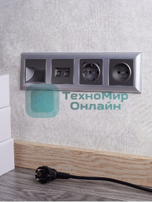 Рамка 4-местная IEK BRITE РУ-4-Бр DECOR 3D-форма алюминий