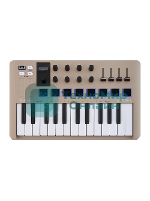 Клавиатура MIDI 231508 Arturia MiniLAB 3 Champagne 25 клавиш, 8 энкодеров, 8 RGb пэдов, 8 фейдеров, дисплей, сенсорные регуляторы Pitch/Modulation, MIDI-выход, 1/4
