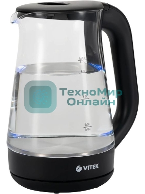 Чайник электрический Vitek VT-8803 1.7 л, 2200 Вт, черный корпус: стекло
