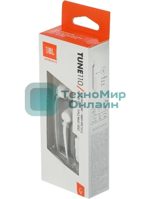 Проводные наушники JBL Tune 110 белый, внутриканальные, Jack 3.5 мм