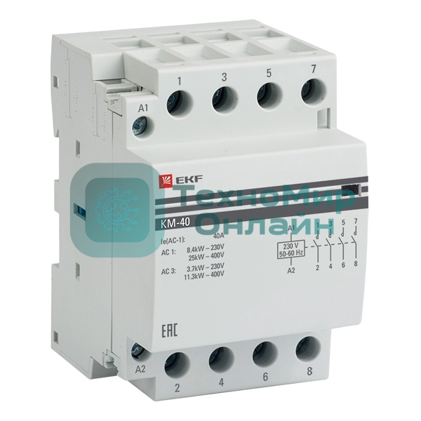 Контактор модульный КМ 40А 4NO 230В AC (3 мод.) AVERES EKF km-av-3-40-40-230V