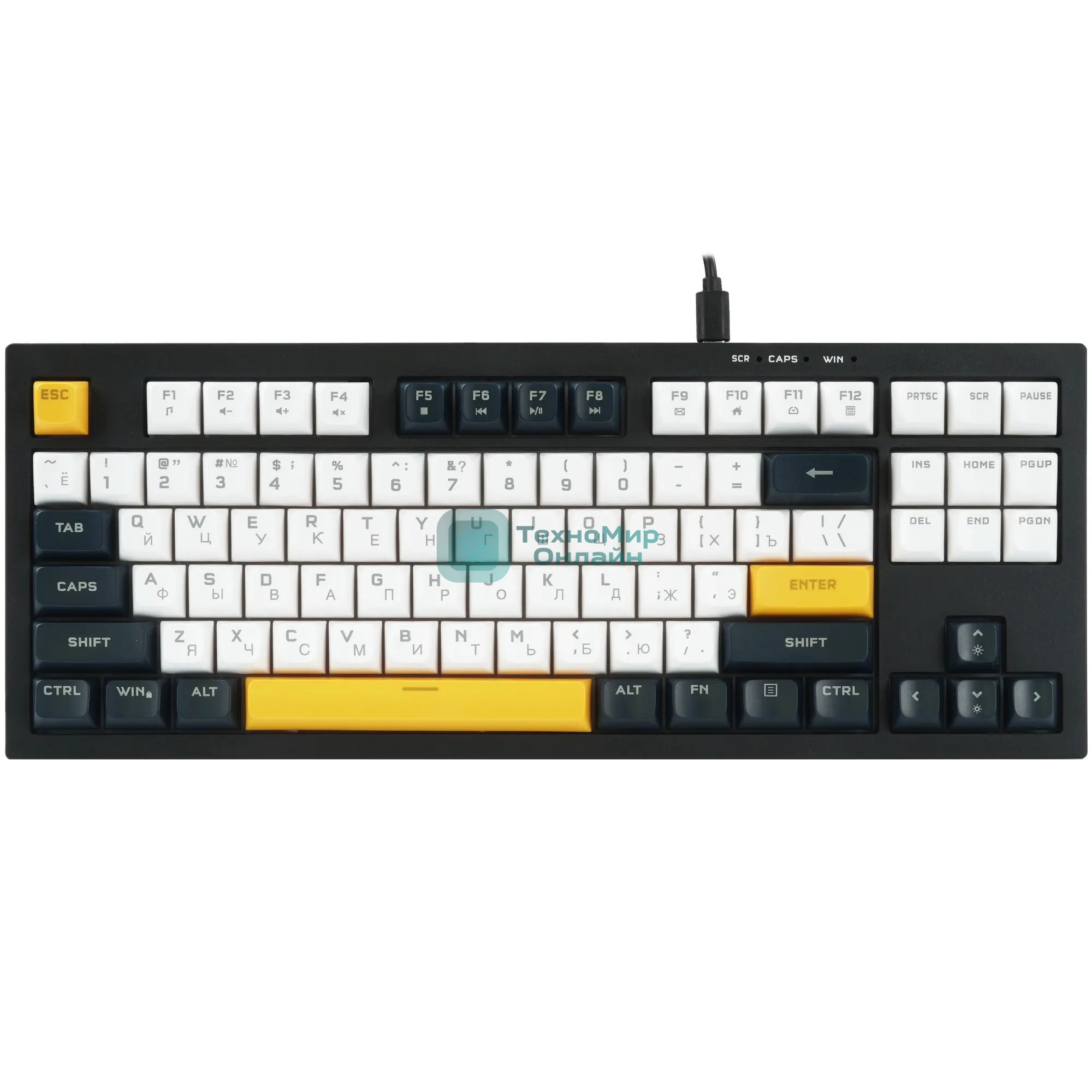 Клавиатура проводная Ritmix RKB-587BL синий-белый-оранжевый