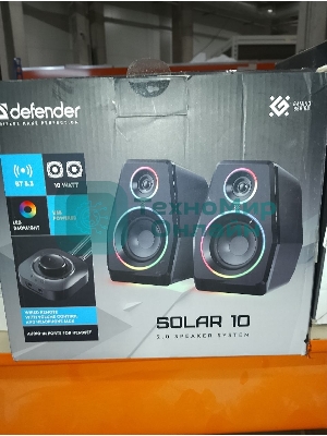 (Поврежденная упаковка) Акустическая система 2.0 DEFENDER Solar 10 (Солар 10) черный (10Вт, Bluetooth, питание от USB) (65940)