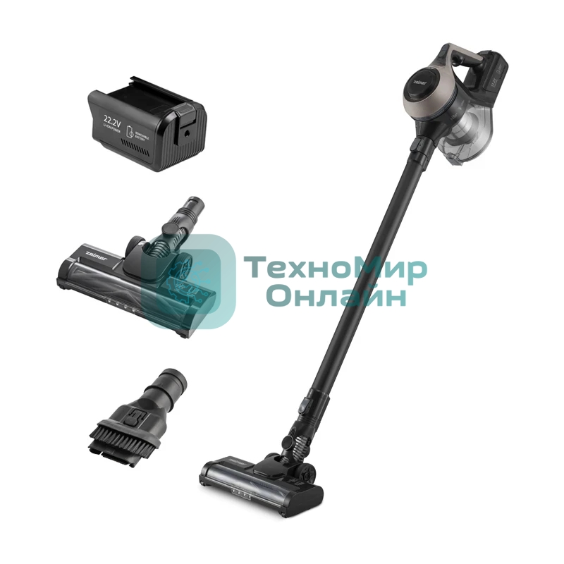 Пылесос вертикальный Zelmer STICK ZSVC510D черный/серый, питание от аккумулятора, 130 Вт, уборка сухая, пылесборник 0.8 л