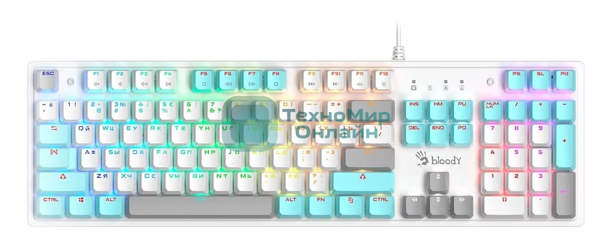Клавиатура проводная A4Tech Bloody S510N USB белый