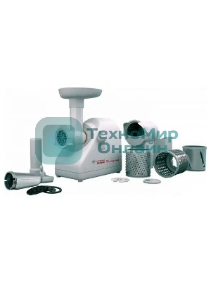 Мясорубка электрическая Белвар Помощница КЭМ-П2У 304-04 белый, 1500 Вт, 0.4 кг/мин, реверс, насадки - 6