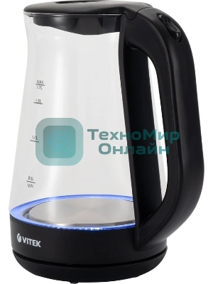 Чайник электрический Vitek VT-8803 1.7 л, 2200 Вт, черный корпус: стекло