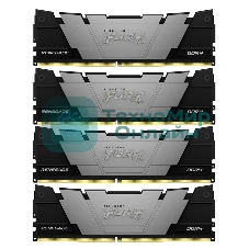 Оперативная память Kingston Fury Renegade, DDR4, 128GB (4x32GB), 3200MHz, CL16, DIMM, радиатор, черный