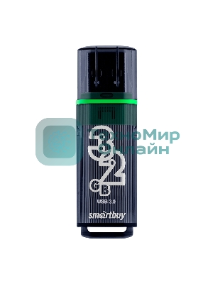 Флешка USB Smartbuy Glossy series Dark Grey (SB32 GbGS-DG), 32Gb, USB 3.0, R/W 75/25, темно-серый