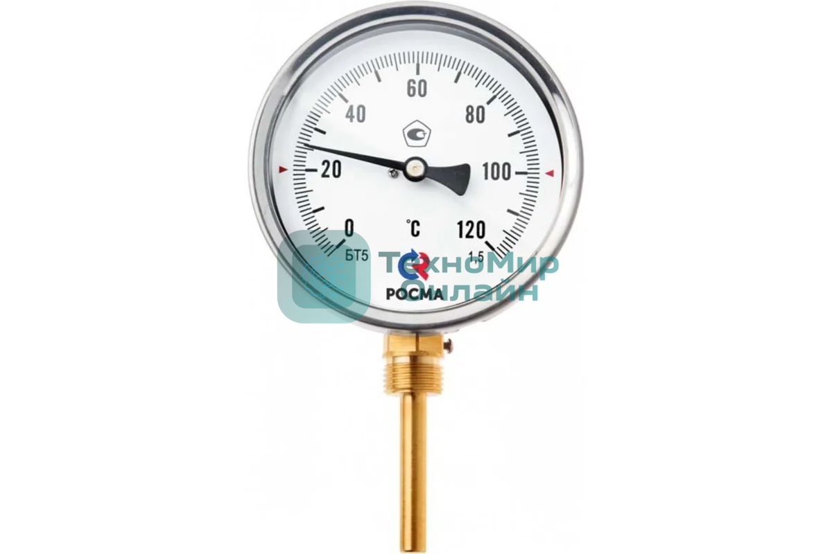 Термометр биметаллический радиальный БТ-52.211 0...120С 1/2' 64 кл.1.5