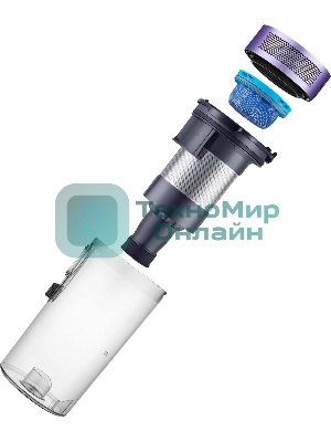 Пылесос вертикальный Samsung VS15A6031R4/EV фиолетовый/черный, питание от аккумулятора, 150 Вт, уборка сухая, пылесборник 0.8 л, работа от АКБ max 40 мин.