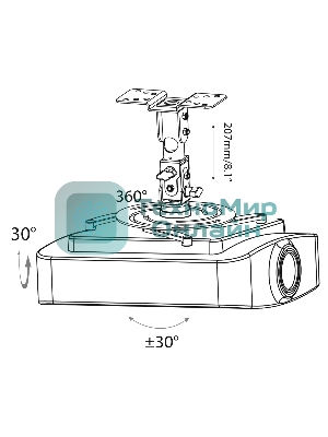 Кронштейн для проектора Cactus CS-VM-PR04-BK черный макс.10кг настенный и потолочный поворот и наклон