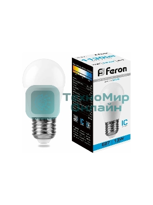 Лампа светодиодная Feron LB-950 13Вт Е27 дневной матовый шар