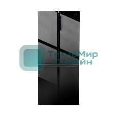 Холодильник Centek CT-1746 черный стекло трехкамерный 388/212л морозилка снизу, No Frost, Side by Side