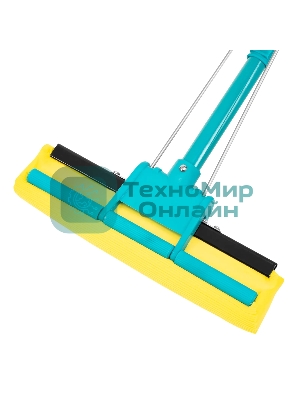 Швабра отжимная Home Palisad 110 см, губка PVA 26х5,5х6 см, телескопическая рукоятка, бирюзовая