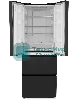 Холодильник Zugel ZRFD361B черный трехкамерный 224/113л морозилка снизу, No Frost, Side by Side