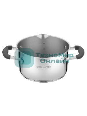 Кастрюля Maunfeld LAURA MCS22S08GR из нержавеющей стали со стеклянной крышкой, 18 см, 2,2 л.