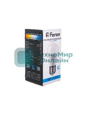 Лампа светодиодная Feron LB-950 13Вт Е27 дневной матовый шар