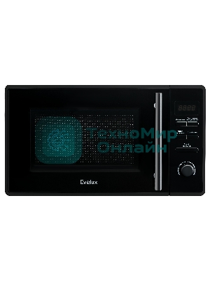 Микроволновая печь Evelux MW 203 B черный, 20 л, 700 Вт, переключатели - кнопки, поворотный механизм