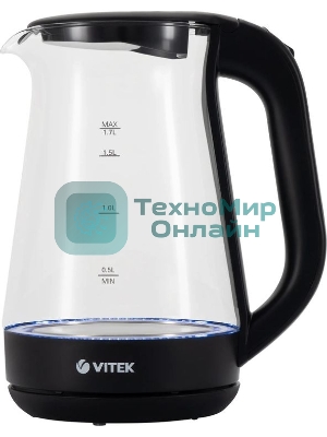 Чайник электрический Vitek VT-8803 1.7 л, 2200 Вт, черный корпус: стекло