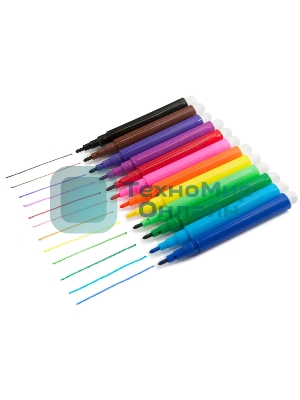 Фломастеры Silwerhof Веселые друзья 8мм 88мм, круглый корпус, вентилируемый колпачок, 12 цветов, пакет с европодвесом