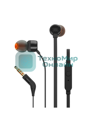 Проводные наушники JBL Tune 110 черный, внутриканальные, Jack 3.5 мм