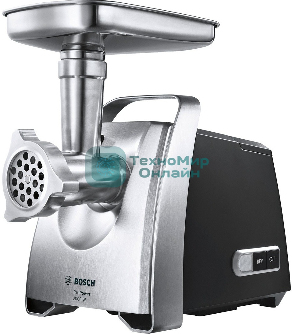 Мясорубка электрическая Bosch MFW68680 черный, 2200 Вт, 4.3 кг/мин, реверс, защита от перегрузки, насадки - 5