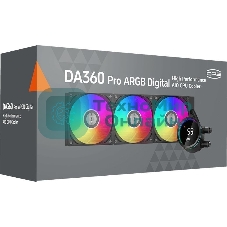Система охлаждения PCCooler DA360 Pro ARGb Digital BK (300W, 360мм, LED temp., Black, ARGb/Fans: 3x120мм, 75.8CFM, 33.7dBA, 2200RPM/Pump height 57мм, 28dBA, 3000RPM, Rad thickness 27мм/S: 1851, 1700, 1200, 20XX, 115X, AM5, AM4)