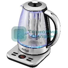 Чайник электрический Kitfort КТ-6711 1.7л. 2200Вт серебристый/черный корпус: пластик/стекло