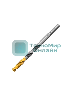 Сверло спиральное по металлу Denzel 5,5 x 93мм, Р6М5, Golden Tip, многогранная заточка