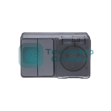 Блок ОП AtlasDesign Profi54 розетка 16А 250В с заземл. защ. шторки + 2-кл. выключатель 10А IP54 антрацит SchE