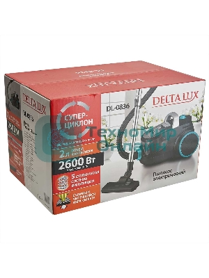 Пылесос Delta LUX DL-0836 черный с бирюзовым