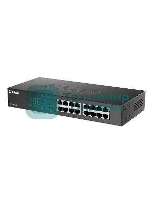 Коммутатор D-Link DGS-1016D/J1A, 16×1 Гбит/с, неуправляемый