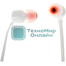 Проводные наушники JBL Tune 110 белый, внутриканальные, Jack 3.5 мм