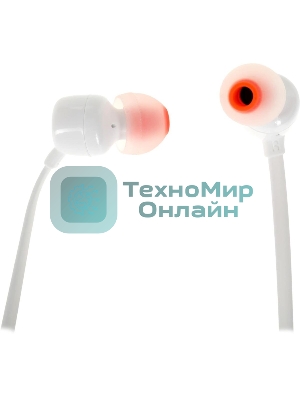 Проводные наушники JBL Tune 110 белый, внутриканальные, Jack 3.5 мм