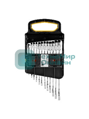 Набор ключей комбинированных трещоточных Denzel 6-19 мм, 12 шт., CrV, матовый хром