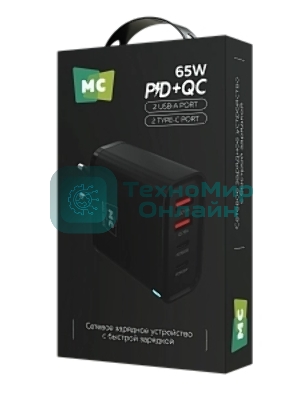 Сетевое зарядное устройство MORE CHOICE NC95 2USB+2Type-C 3.0A PD 65W, черный