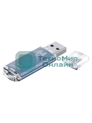 Флешка USB Smartbuy V-Cut Blue (SB64GbVC-B3), 64Gb, USB 3.0, R/W 75/30, голубой