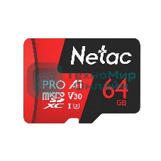 Флеш карта MicroSD card Netac P500 Extreme Pro 64Gb, retail version w/o SD adapter