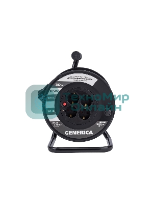 Удлинитель на катушке 4х30 м 2P+PE 10А УК30 с термозащ. 3х1.0 кв.мм GENERICA IEK WKP10-10-04-30-G