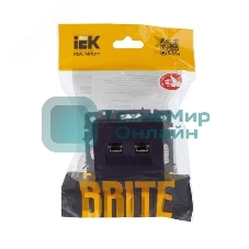 Розетка компьютерная двойная IEK BRITE РК10-2-БрЧ RJ45 кат.5E черный