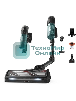 Пылесос вертикальный Tefal X-Force Flex TY9L42WO серый/зеленый, питание от аккумулятора, 150 Вт, уборка сухая, пылесборник 0.65 л