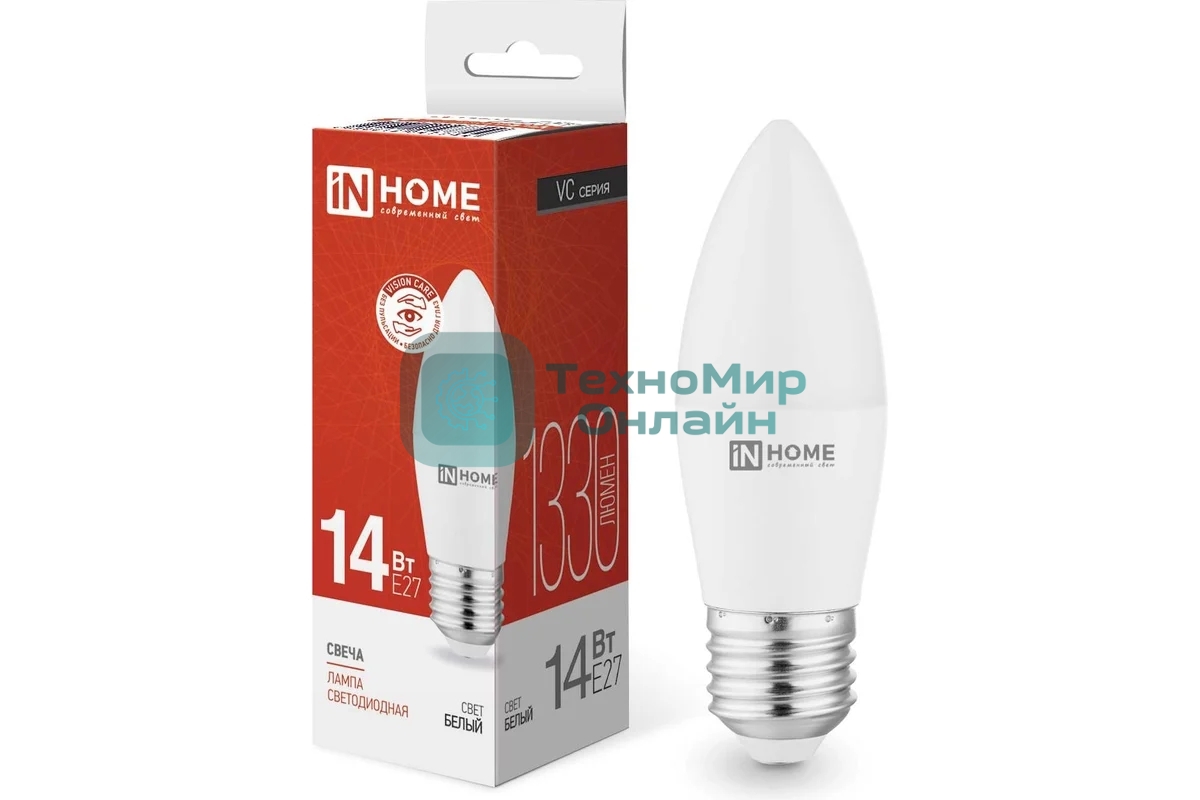 Лампа светодиодная LED-СВЕЧА-VC 14Вт E27 4000К 1330лм IN HOME 4690612047744